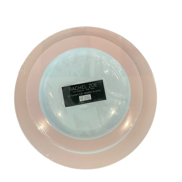 36pc Rachel Zoe Posh Pink & White Disposable Round Dinner/Dessert Plate Set New - Picture 10 of 15